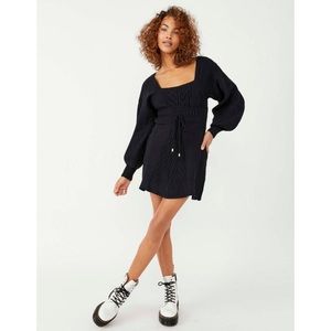 NWT Free People Emmaline Sweater Mini Dress In Black